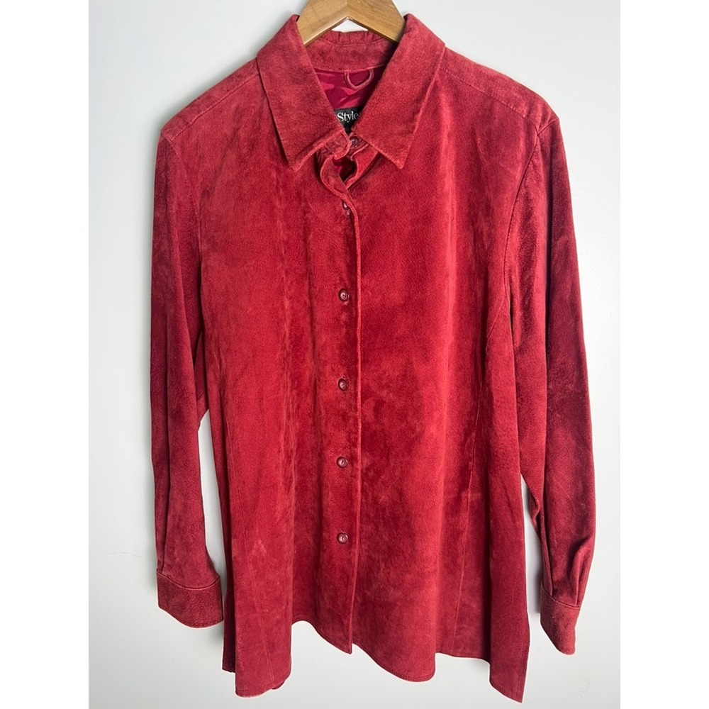 Style & Co. Red Suede Button-Up Jacket